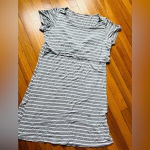 Maternity nursing striped short sleeve dress